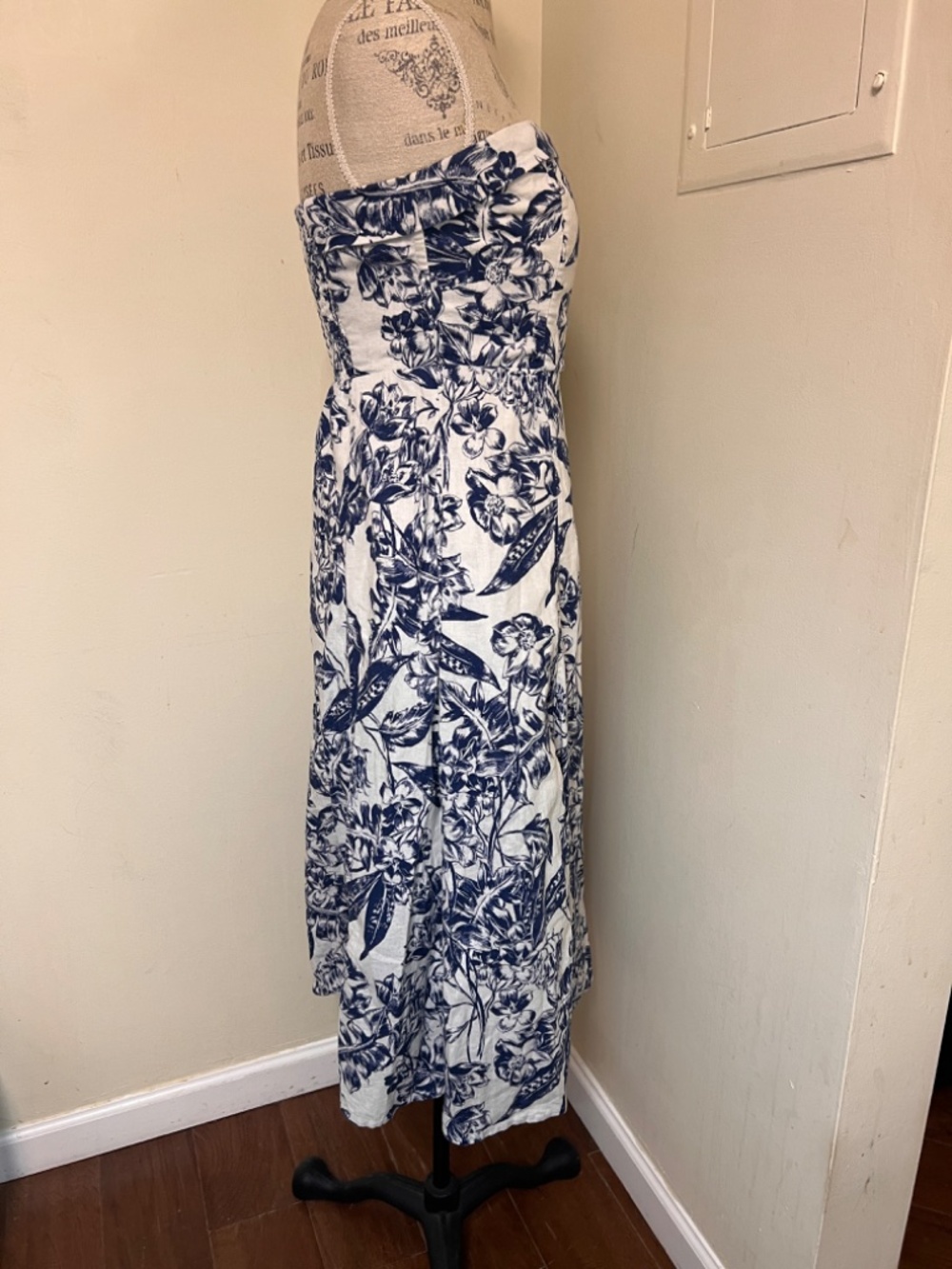 Abercrombie & Fitch Blue Floral Offshoulders Dress Size S - Picture 5 of 10